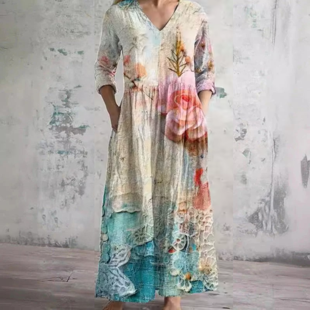 MARTA™ - CHIFFON V-NECK MAXI DRESS