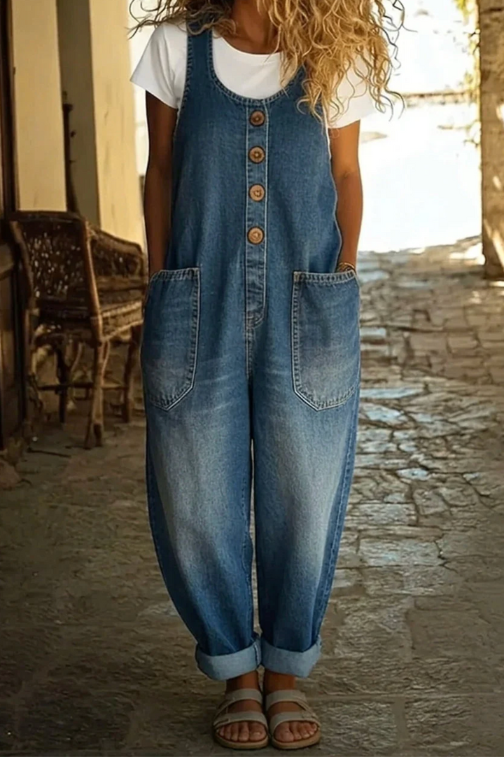 Ruth | Vintage Washed Cotton Denim Overalls